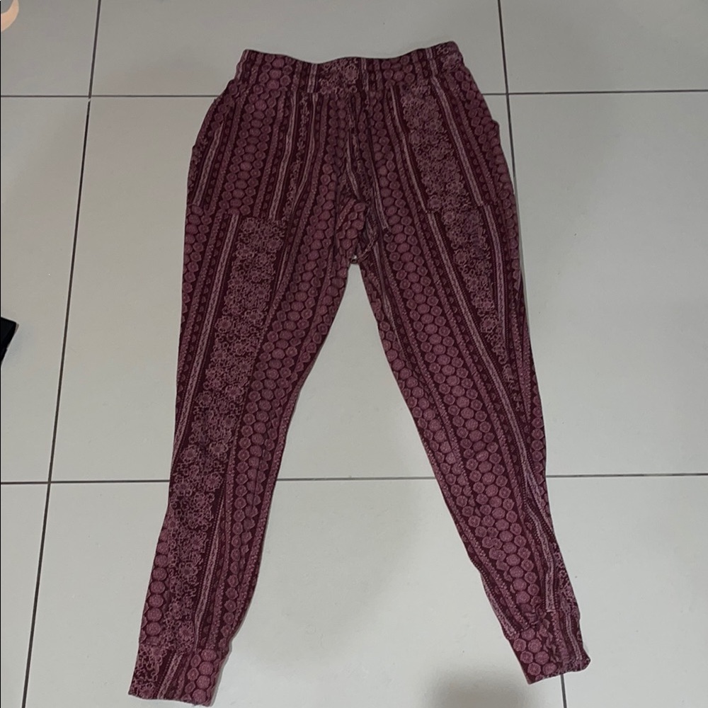 Patterned Maroon Jogger Pants